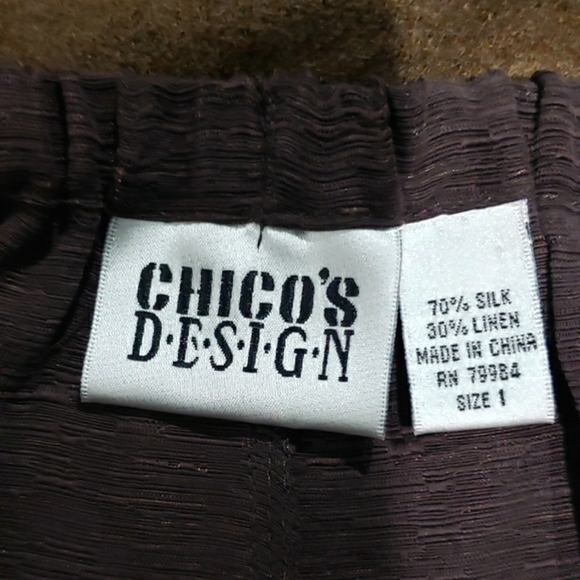 CHICO'S, Wide Cropped Leg, Ankle Pants, M, 8, Brown, 70% Silk 30% Linen - Picture 5 of 7